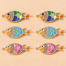 Load image into Gallery viewer, Goldfish Charms Inlaid Rhinestones Mobile Dust Plug Backpack Pull Tag Interchangeable Gold Fish