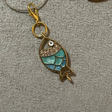 Load image into Gallery viewer, Green Scales Goldfish Charms Inlaid Rhinestones Mobile Charm