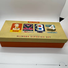 Load image into Gallery viewer, Paul Thurlby's Numbered Espresso Cups (4) Saucers (4) Set of 8 pieces