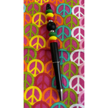 Load image into Gallery viewer, Black pen with colorful beads Custom Handmade Beaded Pen