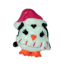 Load image into Gallery viewer, Christmas Holiday Brooch Little Penguin in Santa Claus Hat Resin Cabochon Pin