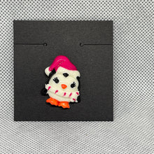 Load image into Gallery viewer, Christmas Holiday Brooch Little Penguin in Santa Claus Hat Resin Cabochon Pin