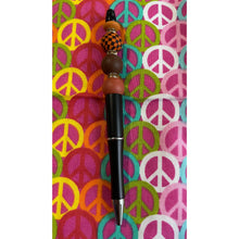 Load image into Gallery viewer, Black pen with brown beads Custom Handmade Beaded Pen