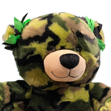 Load image into Gallery viewer, Build-A-Bear Green Camouflage Military Plush (Pre-owned) Bear 16" Ribbon on Ears