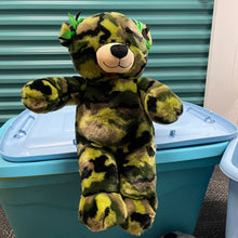 Load image into Gallery viewer, Build-A-Bear Green Camouflage Military Plush (Pre-owned) Bear 16" Ribbon on Ears