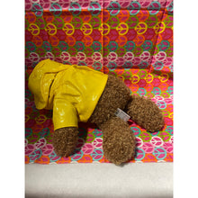 Load image into Gallery viewer, Yellow Rain Gear Swingline Curly Teddy Bear Plush Stuffed Animal