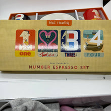 Load image into Gallery viewer, Paul Thurlby's Numbered Espresso Cups (4) Saucers (4) Set of 8 pieces