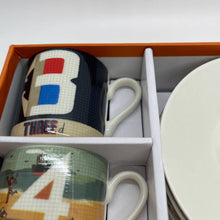 Load image into Gallery viewer, Paul Thurlby's Numbered Espresso Cups (4) Saucers (4) Set of 8 pieces