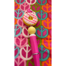 Load image into Gallery viewer, Pink and yellow donut shaped pen Custom Handmade Beaded Pen