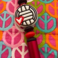 Load image into Gallery viewer, Soccer fans red and black Custom Handmade Beaded Pen