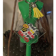 Load image into Gallery viewer, Thanks for Bee-ing A Great Teacher Funy Acrylic Keychains UV Stickers 1.96"
