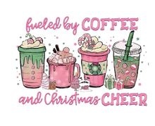 Load image into Gallery viewer, Fuel by Coffee and Christmas Cheer Design Trendy Iron-on Heat Transfer