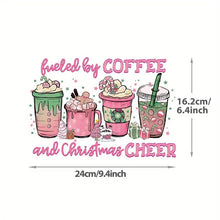 Load image into Gallery viewer, Fuel by Coffee and Christmas Cheer Design Trendy Canvas Tote Bag Customizable Iron-On Graphic