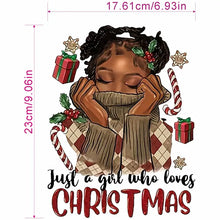 Load image into Gallery viewer, Just a Girl who Loves Christmas Melanin Design Trendy Iron-on Heat Transfer