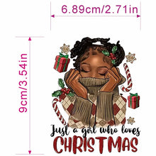Load image into Gallery viewer, Just a Girl who Loves Christmas Melanin Design Trendy Iron-on Heat Transfer