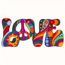 Load image into Gallery viewer, Vibrant Hippie Psychedelic Bold Love Design Trendy Iron-on Heat Transfer