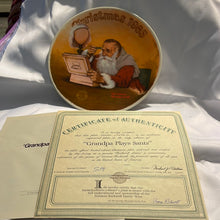 Load image into Gallery viewer, Vtg Bradford Exchange Norman Rockwell Plate Christmas 1985 Grandpa Plays Santa (Pre-owned)
