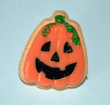 Load image into Gallery viewer, Halloween Orange Jack-O-Lantern Pumpkin Brooch Resin Cabochon Lapel Pin Brooch