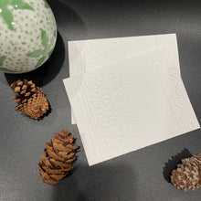 Load image into Gallery viewer, Swirls & Ribbons Embossed Holiday Cards, White Holiday Cards Set, Handmade Elegant Greeting Cards, Textured Stationery, Minimalist