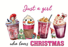 Load image into Gallery viewer, Just A Girl Who Loves Christmas Design Trendy Canvas Tote Bag Customizable Iron-On Graphic