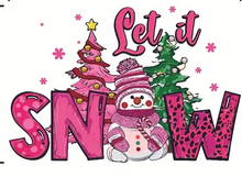 Load image into Gallery viewer, Pink Let it Snow Snowman Design Trendy Iron-on Heat Transfer