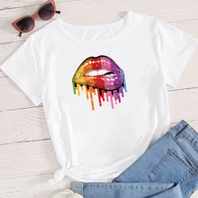Load image into Gallery viewer, Rainbow Lips Color Dripping Design Trendy Iron-on Heat Transfer
