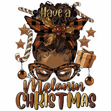 Load image into Gallery viewer, Have A Melanin Christmas Design Trendy Canvas Tote Bag Customizable Iron-On Graphic