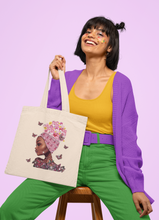 Load image into Gallery viewer, Cancer Awareness Pink Ribbon Design Trendy Canvas Tote Bag Customizable Iron-On Graphic