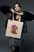Load image into Gallery viewer, Cowgirl Boots & Hat Design Trendy Canvas Tote Bag Customizable Iron-On Graphic