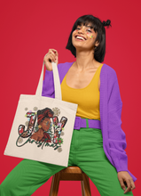 Load image into Gallery viewer, Christmas Joy Melanin Sunglasses Design Trendy Canvas Tote Bag Customizable Iron-On Graphic