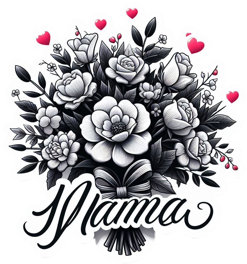 Mother's Day Black and White Floral Mama Mom Vinyl Sticker