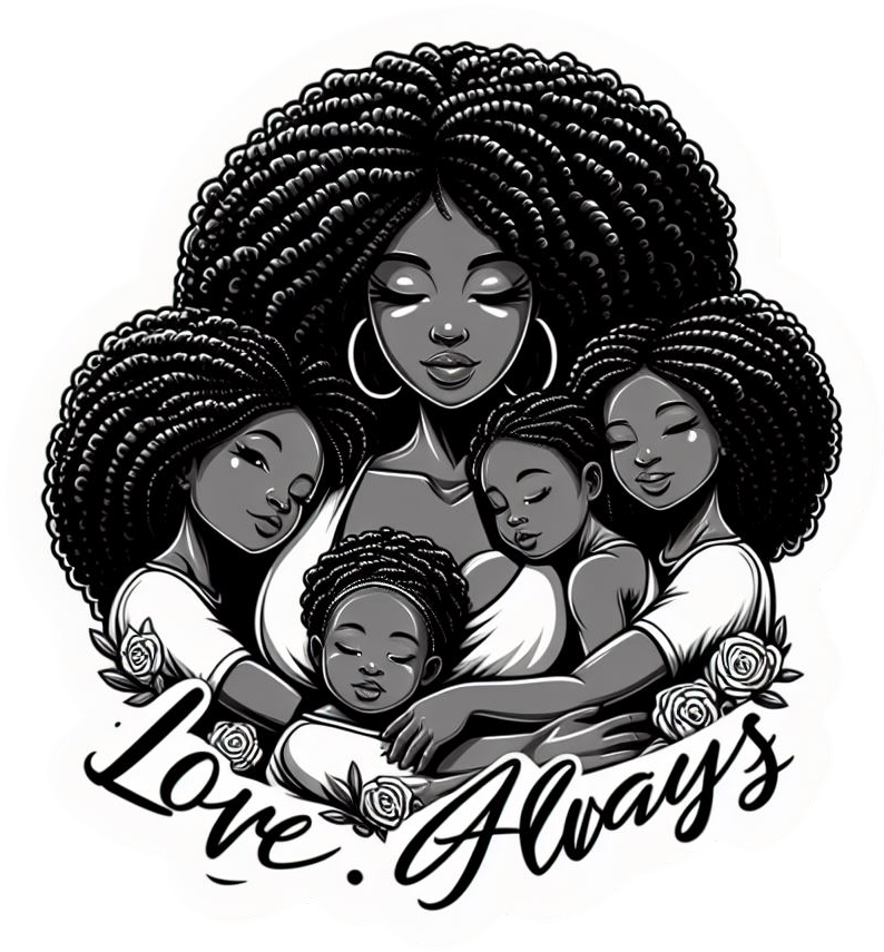 Mother's Day African American Mom Hugs Holding Kids Love Always Mom Vinyl Sticker