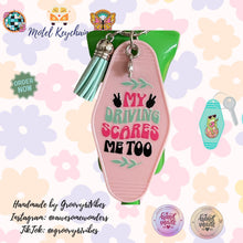 Load image into Gallery viewer, Groovy Peace Driving Motel Keychains – Retro Charm for Modern Adventures (DR1-DR12)