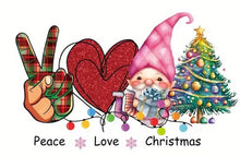 Load image into Gallery viewer, Peace Love Christmas Gnome Cheer Design Trendy Iron-on Heat Transfer
