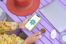 Load image into Gallery viewer, Retro Flower Stickers - Blue Groovy Retro Peace Flower 2.0" x 2.0" Die Cut