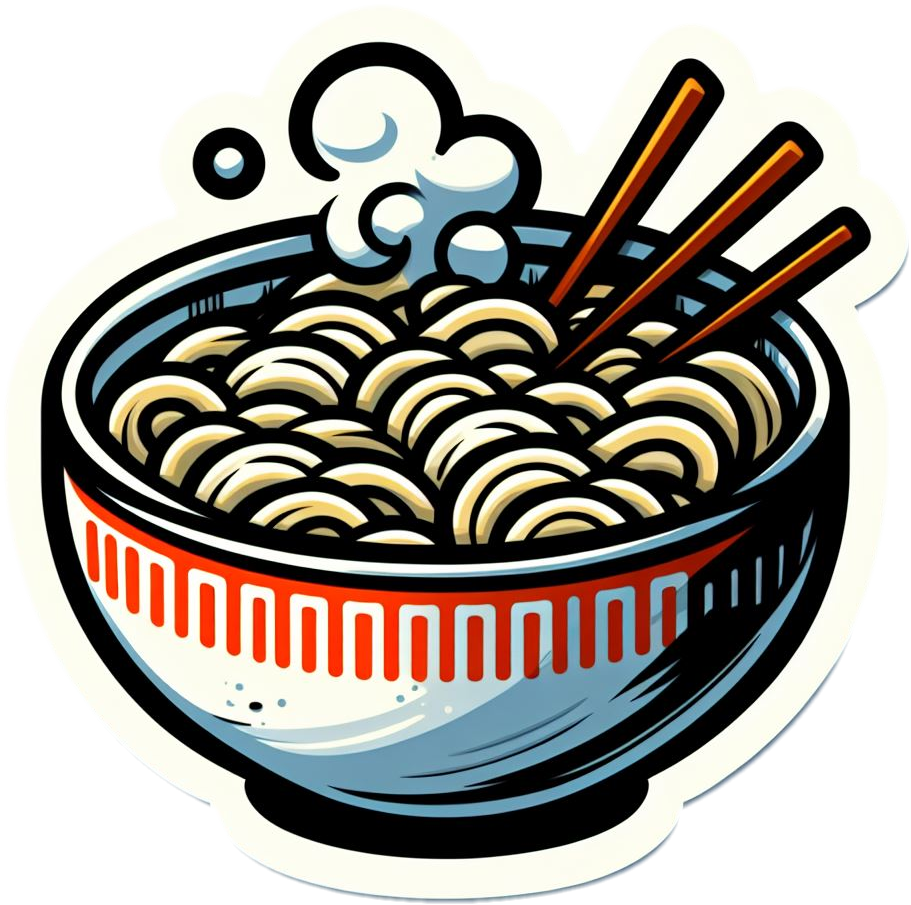 Steaming Hot Ramen Noodles Bowl Chopsticks Vinyl Foodie Stickers