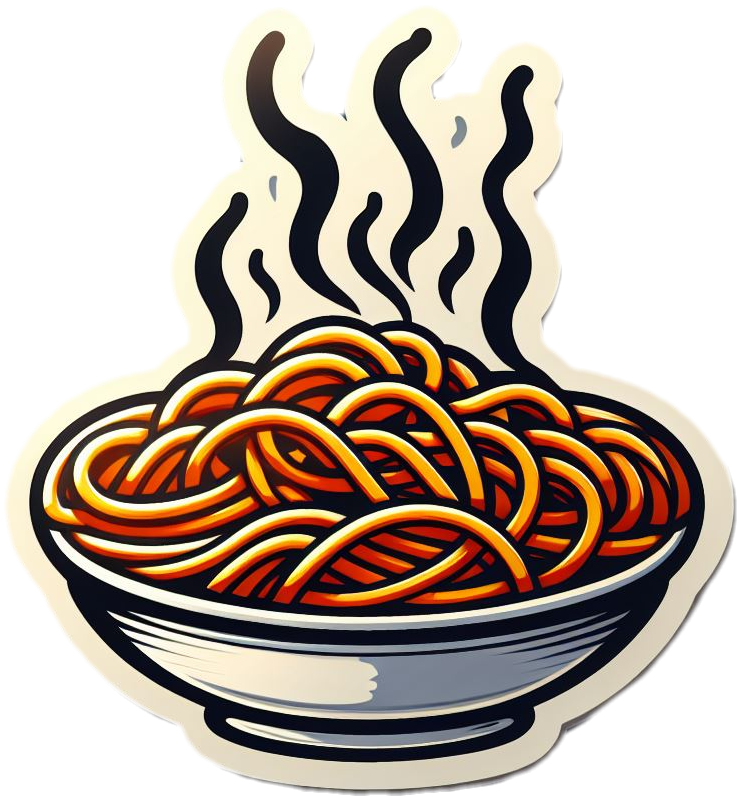Bubbling Plate of Spaghetti Vinyl Foodie Stickers