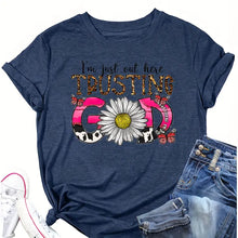 Load image into Gallery viewer, I'm Just Out Here Trusting God Floral Design Trendy Iron-on Heat Transfer
