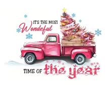 Load image into Gallery viewer, Pink It's the Most Wonderful time of Year Christmas Tree Design Iron-on Heat Transfer