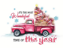 Load image into Gallery viewer, Pink It's the Most Wonderful time of Year Christmas Tree Design Iron-on Heat Transfer