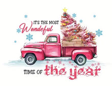 Load image into Gallery viewer, Pink It's the Most Wonderful time of Year Christmas Tree Design Iron-on Heat Transfer