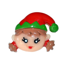 Load image into Gallery viewer, Christmas Holiday Brooch Santa Claus Girl Elf Face Resin Cabochon Pin