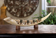 Load image into Gallery viewer, Green Elephant Tusk Family Figurine Polystone 1.75" W x 4.50" H x 15.50" L