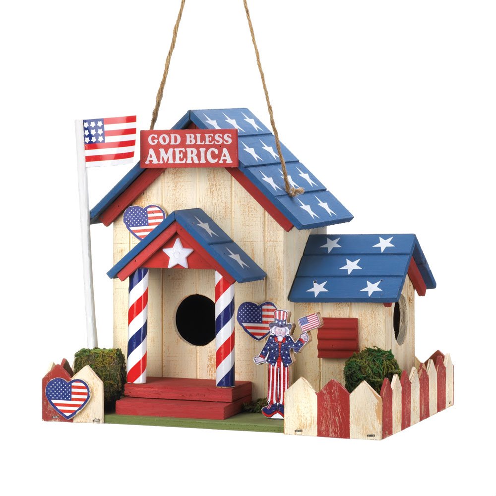 God Bless the America Patriotic Wood Birdhouse