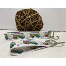 Load image into Gallery viewer, Mother & Daughter Groovy Peace Sign Symbol Van Keep Movin' 7/8" Keychain Wristlets Bracelets