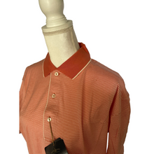 Load image into Gallery viewer, Outer Banks Reserve Mens Peach 60/2 Pima Cotton Polo Shirt Stripes