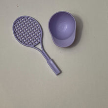 Load image into Gallery viewer, Vintage 2000 J C Penny Doll Accessories Lavender Tennis racquet & Cap Hat Barbie (Pre-owned)