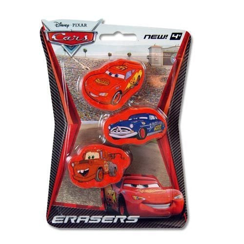 Disney Pixar Cars 3-pack Red Pencil Top Erasers Set #21403