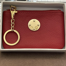 Load image into Gallery viewer, Onna Ehrlich Embossed Leather Coin Purse Zipper Wallet with Keyring