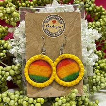 Load image into Gallery viewer, Reggae Sunset Bottle Cap Retro 60's Dangle Fish-hook Earrings Handcrafted